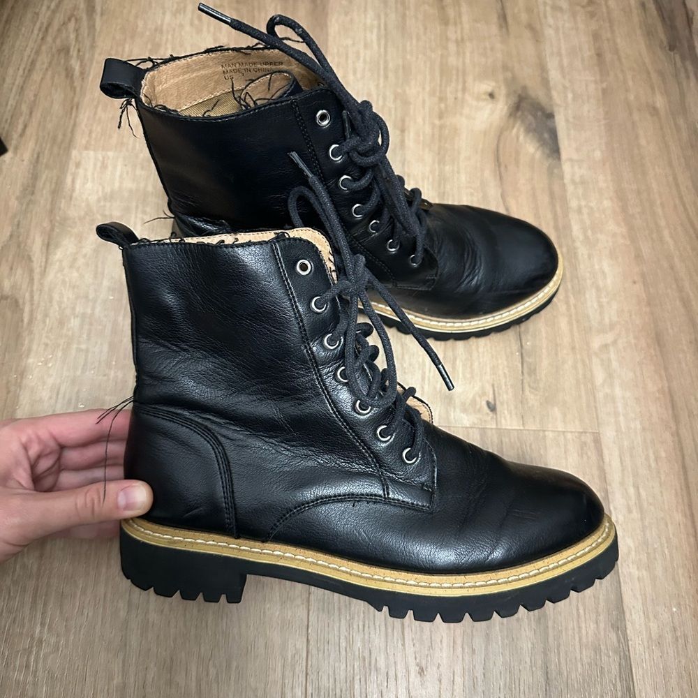 Mi.im Black Leather Lace-Up Boots Sz 7
